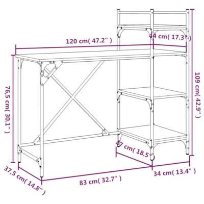Computerbureau met schappen 120x47x109 cm zwart