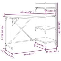 Computerbureau met schappen 120x47x109 cm bruin eikenkleur - thumbnail