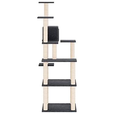 VidaXL Kattenmeubel met sisal krabpalen 153 cm donkergrijs