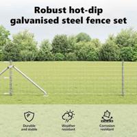 VidaXL Hek met paal zilver 0,4 x 25 m staal - thumbnail