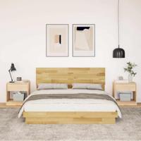 Bedframe hoofdeinde zonder matras 140x190 cm massief hout eiken - thumbnail