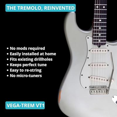 VegaTrem VT1 UltraTrem 2-Points Stainless Steel Satin brug voor elektrische gitaar VegaTrem VT1 UltraTrem 2-Points Stainless Steel Satin brug voor elektrische gitaar