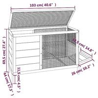 Konijnenhok 103x44x69,5 cm massief grenenhout mokkakleurig - thumbnail