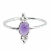 Edelsteen Ring Amethist - 925 Zilver - Fancy (Maat 17) - thumbnail