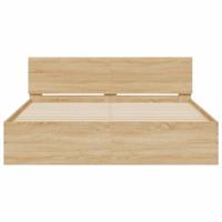 Bedframe met hoofdeinde en LED sonoma eikenkleurig 150x200 cm - thumbnail