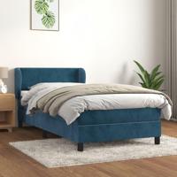 Boxspring met matras fluweel donkerblauw 100x200 cm - thumbnail