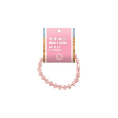 Ruben Robijn Powerbead op kaart roze kwarts (1 st)