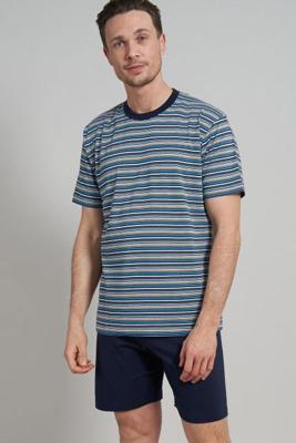 Gotzburg Shortama R-hals blauw gestreept