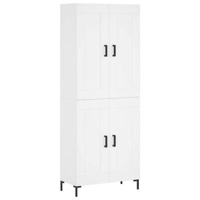 Hoge kast 69,5x34x180 cm bewerkt hout wit