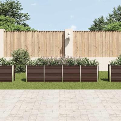 VidaXL Plantenbak verhoogd 320x40x77 cm gegalvaniseerd staal bruin VidaXL Plantenbak verhoogd 320x40x77 cm gegalvaniseerd staal bruin