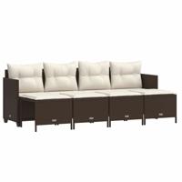 5-delige Loungeset met kussens poly rattan bruin - thumbnail