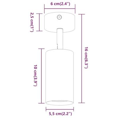 VidaXL Plafondspot met schijnwerpers wit 6 x 6 x 16 cm metaal
