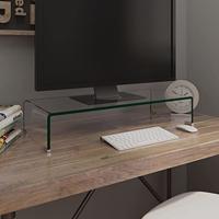 VidaXL Tv-meubel/monitorverhoger transparant 70x30x13 cm glas - thumbnail