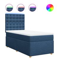 Boxspring met matras stof blauw 90x190 cm - thumbnail