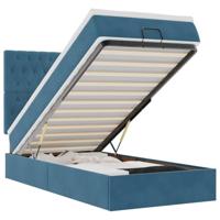 Ottoman bed met matrassen 90x200cm fluweel donkerblauw - thumbnail