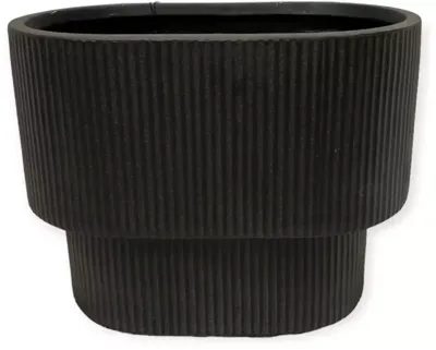 Mica Decorations bloempot Quito ovaal 67x43x51 cm zwart