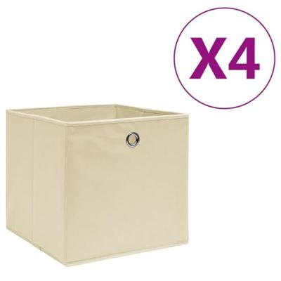 VidaXL Opbergboxen 4 st 28x28x28 cm nonwoven stof crèmekleurig VidaXL Opbergboxen 4 st 28x28x28 cm nonwoven stof crèmekleurig