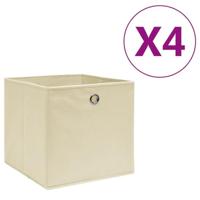 VidaXL Opbergboxen 4 st 28x28x28 cm nonwoven stof crèmekleurig - thumbnail