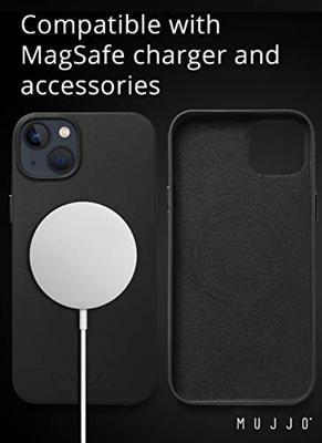 Mujjo Leather Case met MagSafe iPhone 14 / 15 Plus zwart