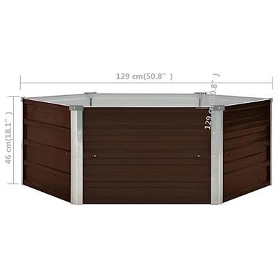 VidaXL Plantenbak verhoogd 129x129x46 cm gegalvaniseerd staal bruin VidaXL Plantenbak verhoogd 129x129x46 cm gegalvaniseerd staal bruin