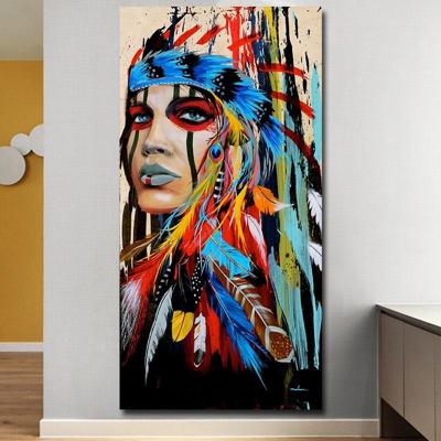Moderne Wall Art Prints Coloful meisje gevederde vrouwen canvas schilderij voor woonkamer Home decor grootte: 50X70cm