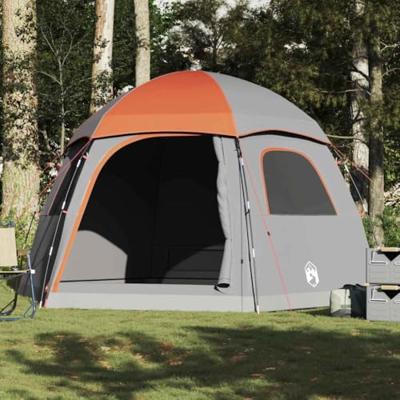 VidaXL Familietent iglo 6-persoons waterdicht grijs en oranje