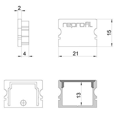 Deko Light 978070 P-AU-02-15 Eindkappen-set Kunststof (b x h x d) 6 x 15 x 21 mm 1 stuk(s)