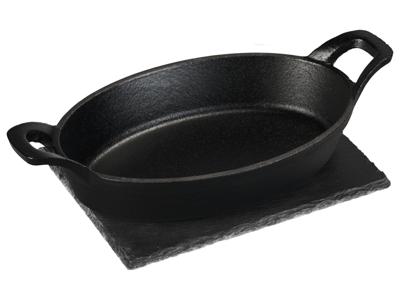 GRILLMEISTER Gietijzeren BBQ-grillpan of -hamburgerpers (Mini ovale pan)