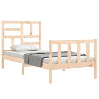 Bedframe met hoofdbord massief hout - thumbnail