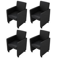 Eetkamerstoelen 4 st kunstleer zwart - thumbnail