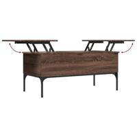 Salontafel 100x50x45 cm bewerkt hout en metaal bruin eikenkleur - thumbnail
