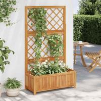 Plantenbak verhoogd met latwerk 85x38x150 cm massief acaciahout - thumbnail