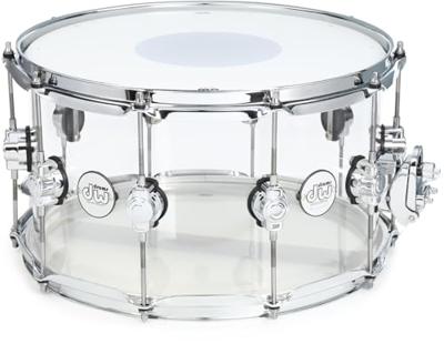 DW Drums DDAC0814SSCL1 Design Series Acrylic 14 x 8 inch snaredrum DW Drums DDAC0814SSCL1 Design Series Acrylic 14 x 8 inch snaredrum