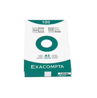 Exacompta steekkaarten, gelijnd, ft 5,5 x 7,4 cm, pak van 100 stuks, wit