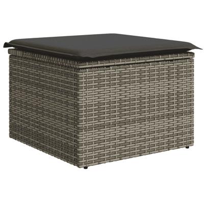 5-delige Loungeset met kussens poly rattan grijs - thumbnail