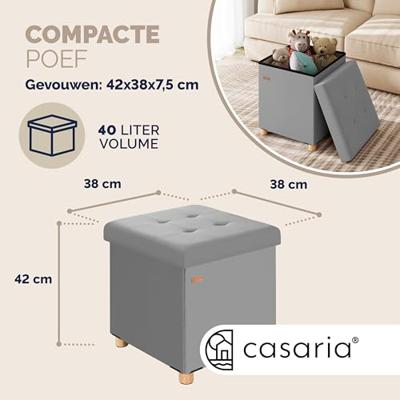 Opvouwbare poef met opslag donkergrijs Opvouwbare poef met opslag donkergrijs