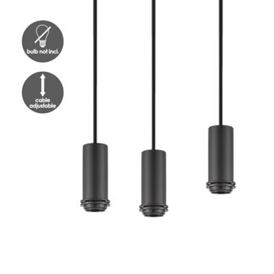 Metaal kroonluchter - Industrie hanglamp - Zwart - Met 8 pcs lampvoeten - Ontworpen voor Eetkamer en Slaapkamer - 80 X 27.5 X 117.5cm - set met E27 Lamphouder - voor Lampenkap met Doorsnede max 15cm - Gloeilamp Niet Inbegrepen - thumbnail