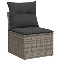 6-delige Loungeset met kussens poly rattan grijs - thumbnail