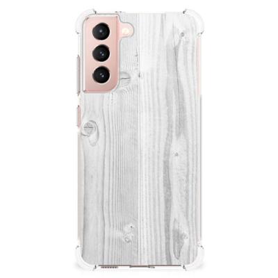 Samsung Galaxy S21 FE Stevig Telefoonhoesje White Wood Samsung Galaxy S21 FE Stevig Telefoonhoesje White Wood