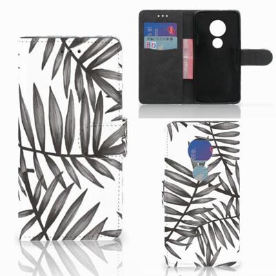 Motorola Moto G7 Play Hoesje Leaves Grey Motorola Moto G7 Play Hoesje Leaves Grey