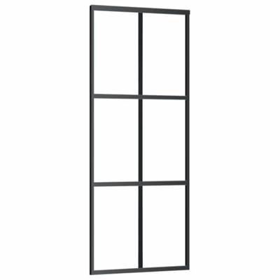 VidaXL Schuifdeur met beslagset 76x205 cm esg glas zwart