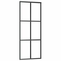 VidaXL Schuifdeur met beslagset 76x205 cm esg glas zwart - thumbnail