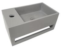 Fontein met Handdoekhouder BWS Betonlook 35.6x20.3x15.9 cm Grijs (kraangat links) - thumbnail