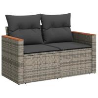 5-delige Loungeset met kussens poly rattan acacia grijs - thumbnail