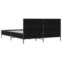 Bedframe bewerkt hout metaal zwart 180x200 cm - thumbnail
