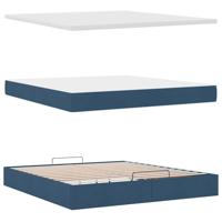Ottoman bed met matras 160x200cm stof blauw - thumbnail