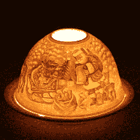 Sfeerlicht Porselein Kerstman met Arrenslee - thumbnail