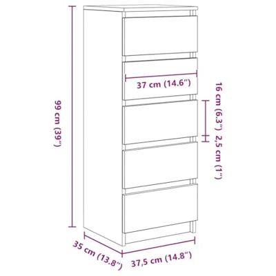 Dressoir met lades 37,5x35x99 cm spaanplaat grijs Sonoma Dressoir met lades 37,5x35x99 cm spaanplaat grijs Sonoma