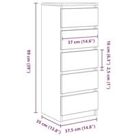 Dressoir met lades 37,5x35x99 cm spaanplaat grijs Sonoma - thumbnail