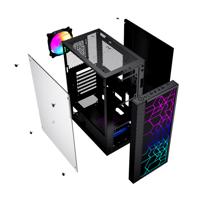 Gembird Fornax 2500 ARGB Gaming ATX computerkast, Midi Tower, backlight, Zwart - thumbnail